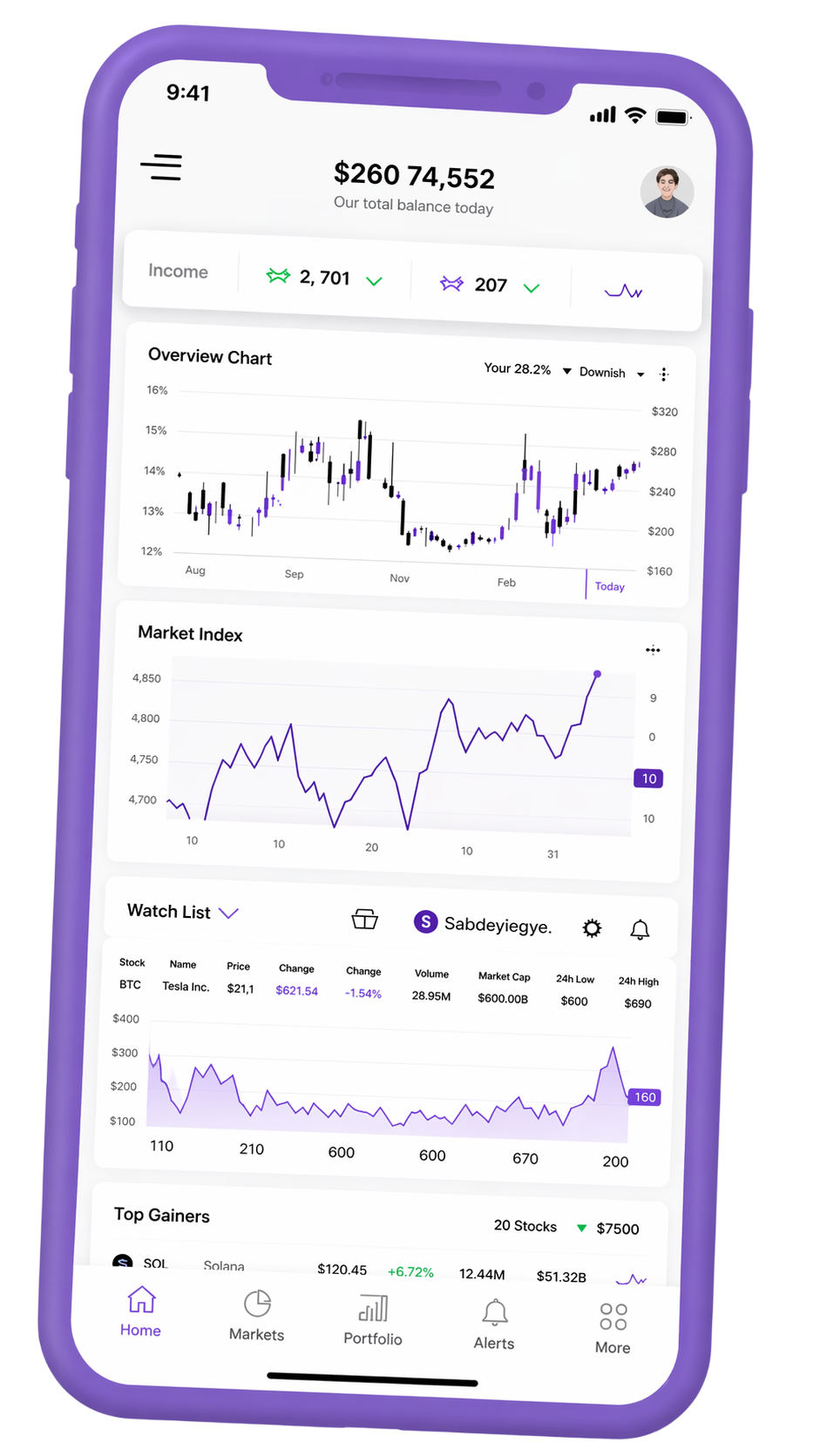 Portfoliotracking Mobile Oberfläche